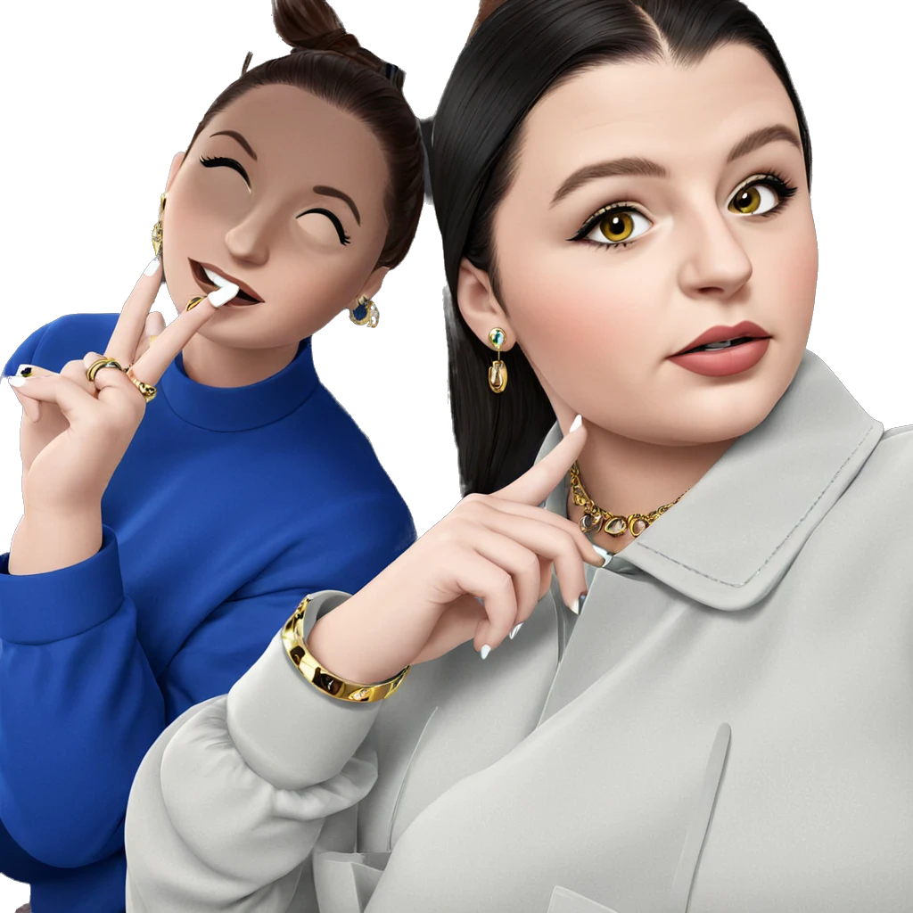 two stylish girls with jewelry emoji