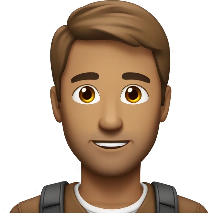 mach mir einen mann 24 jahre alt, mit braunen augen und braunen haaren und er hat einen mittelscheitel seine hautfarbe ist leicht braun emoji