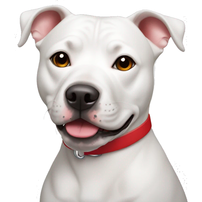 White staffy wearing red collar  emoji