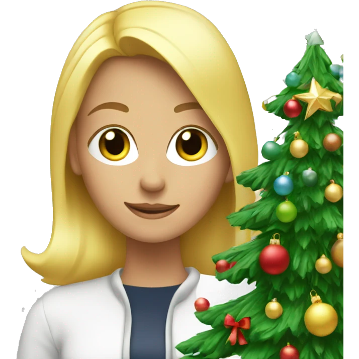 Blond women decorating a Christmas tree emoji