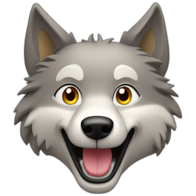 Happy wolf, animated emoji