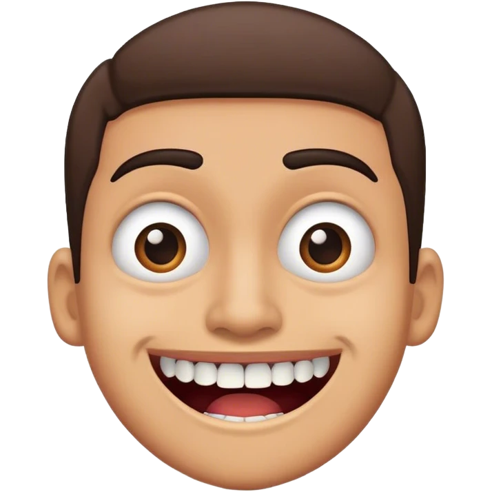 Confused eyebrows with toothy smile emoji