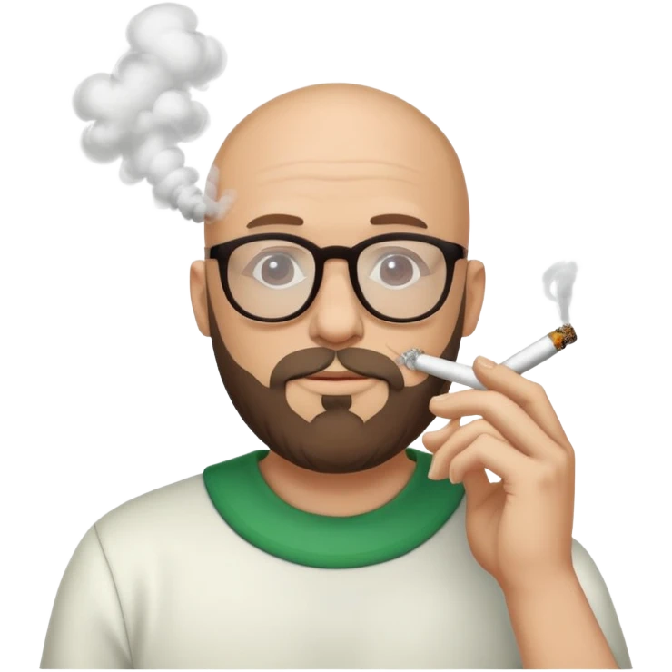 bald dude with beard and glasses smoking weed emoji