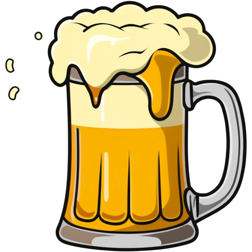 A wobbly tankard overflowing with beer emoji