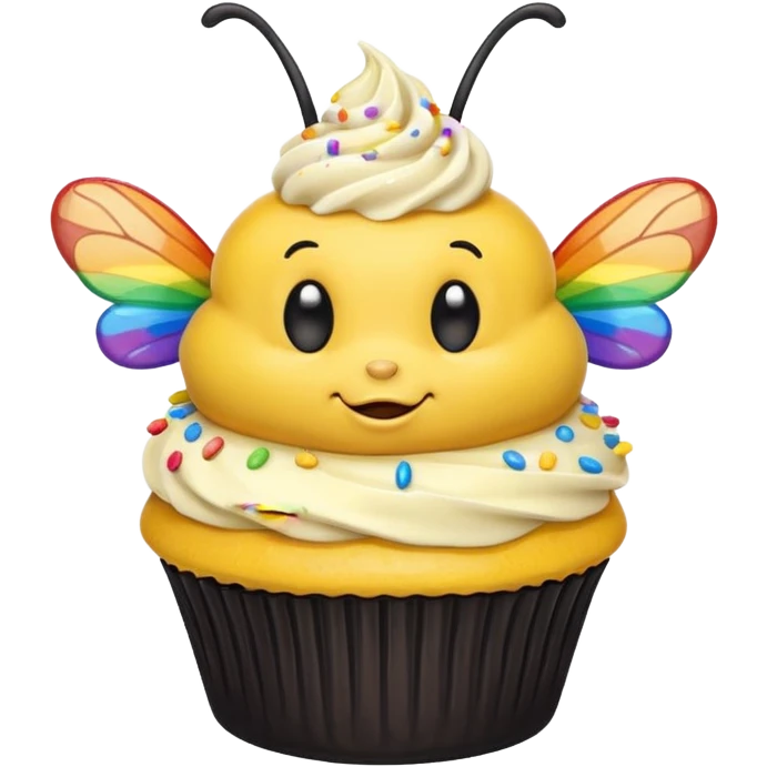 Embarrassed bee with cupcake emoji