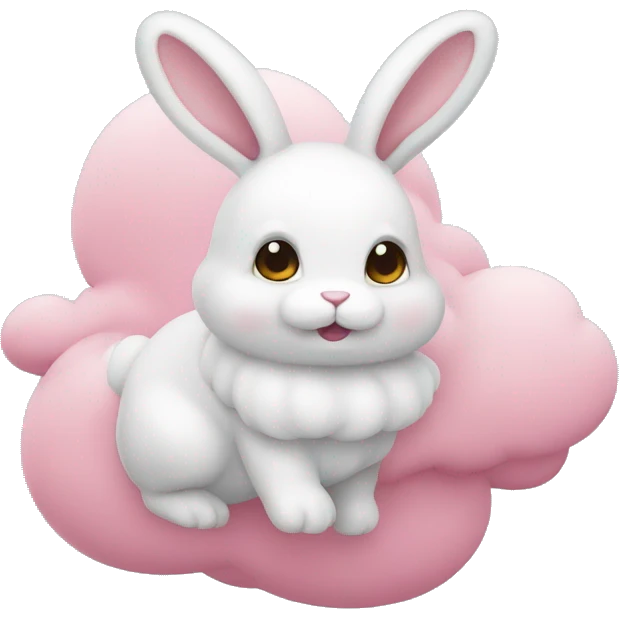 lapin rose en nuage emoji