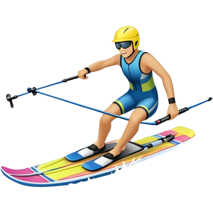 An icon featuring a close-up collage of water skis, splashing water across the surface. The design highlights the motion of the skis cutting through the water. Transparent background emphasizes the thrill of water skiing. emoji