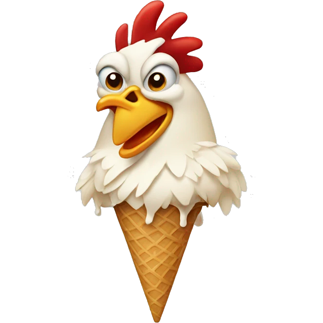 Chicken eating ice cream emoji