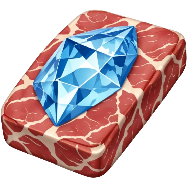 Meat with diamond textur and blue color emoji