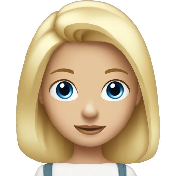 Blonde girl blue eyes holding spitz  emoji
