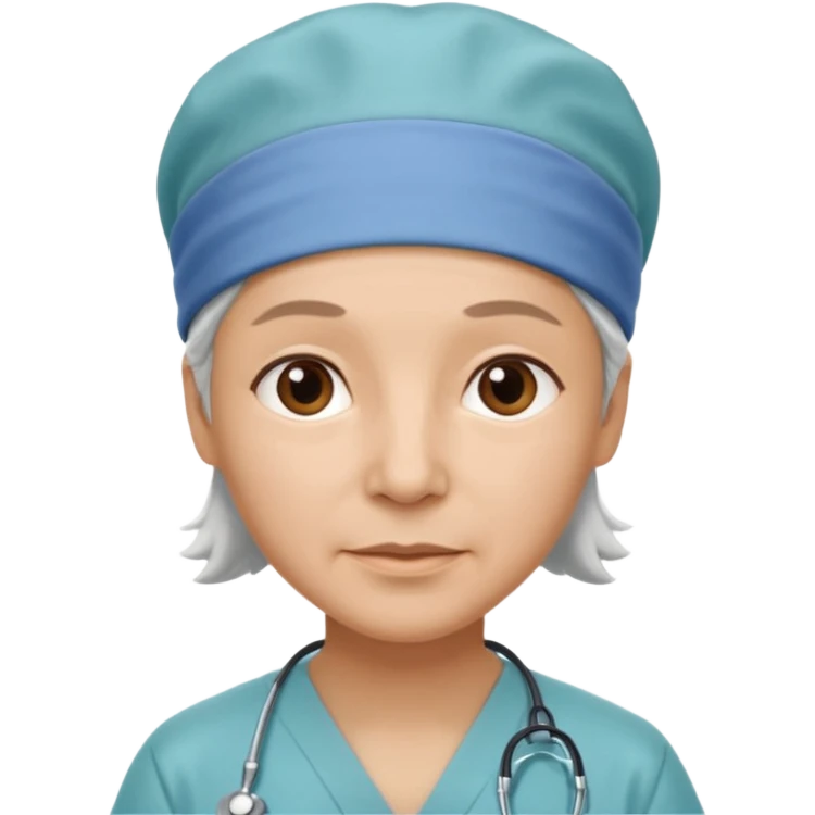 not smiling doctor with scrub cap older emoji