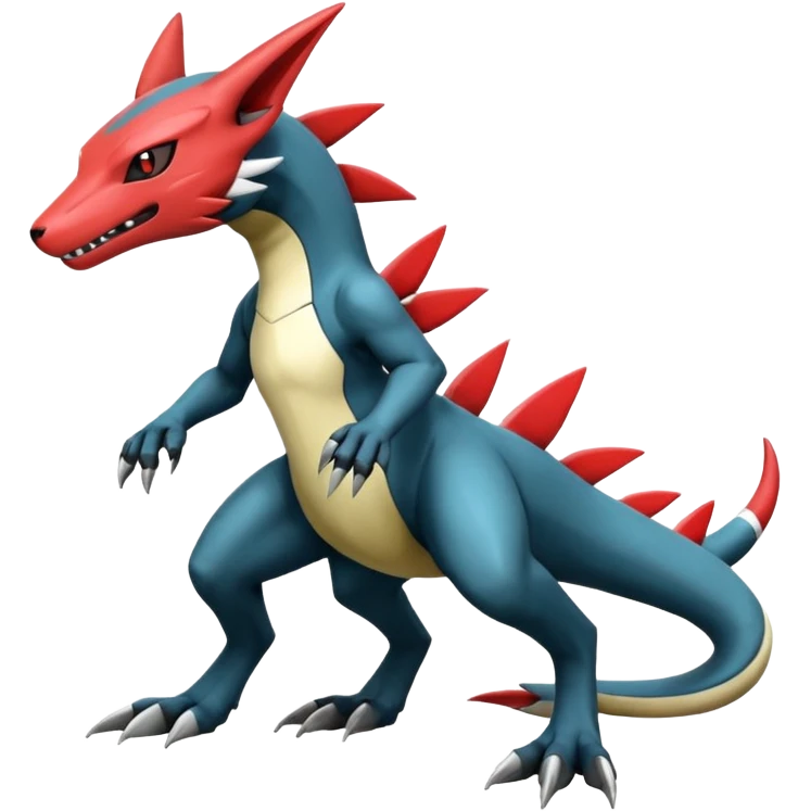 Shiny Cool Futuristic Smooth Salandit-Zeraora-Lombax-Sergal-Zangoose-Cyclizar-Genesect-Pokémon, full body emoji