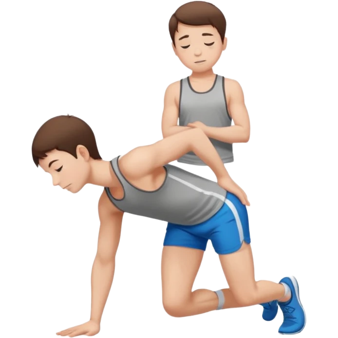 Man with short brown hair in child’s pose emoji