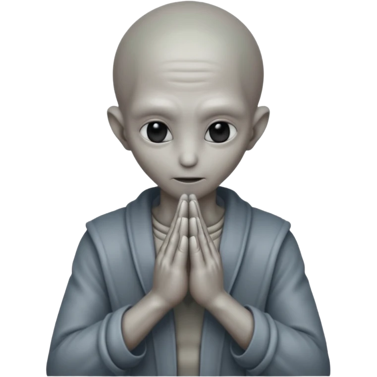 fullbody gray alien PRAYING HANDS BACKVIEW emoji