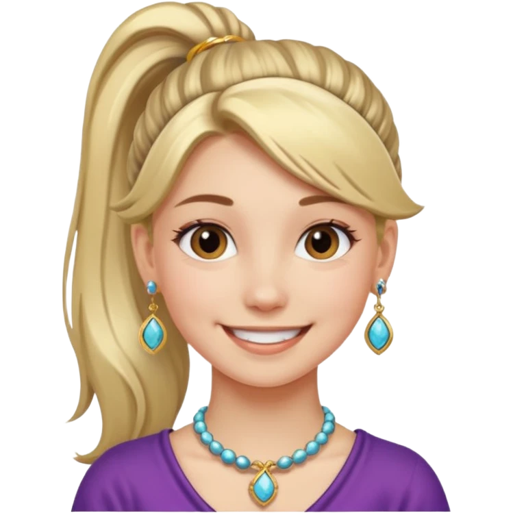 smiling girl with jewelry ponytail  emoji