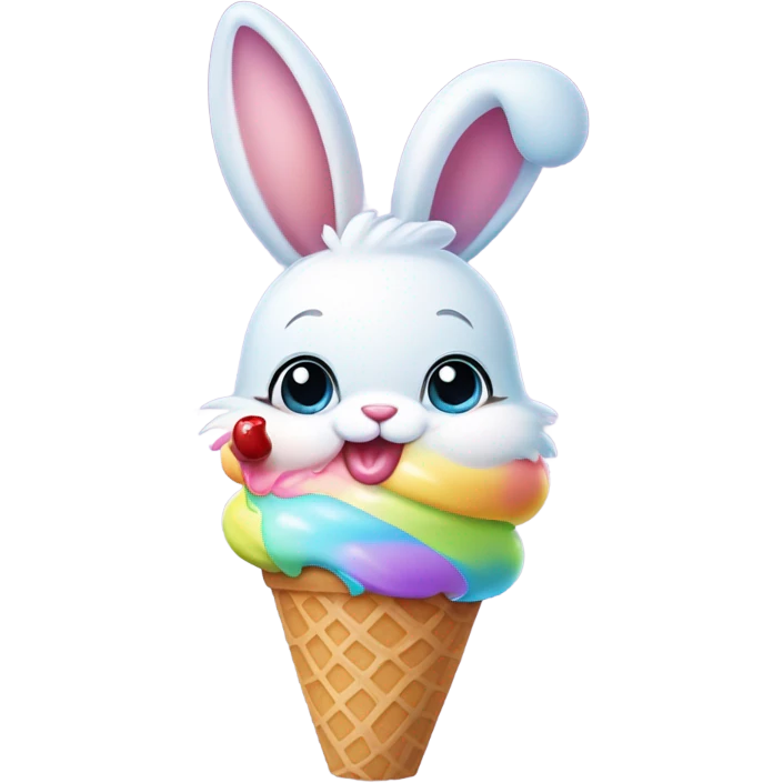 Baby bunny with ice cream  emoji