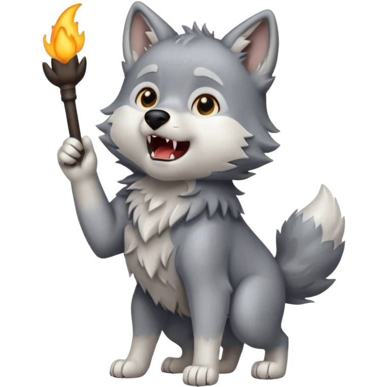 a wolf cub howling hundooooo emoji