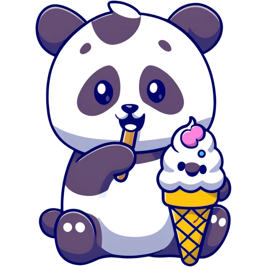 Panda eating ice cream emoji
