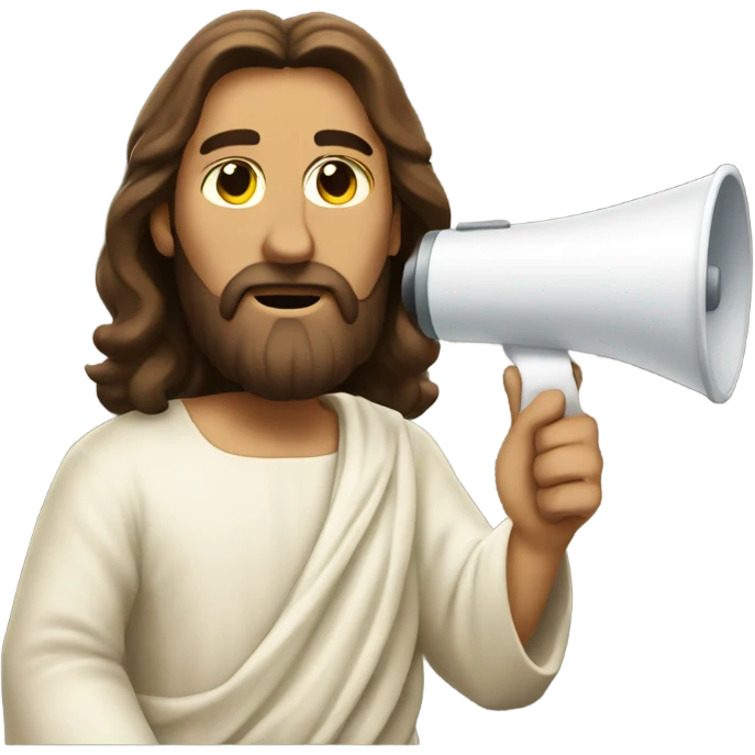 Jesus with a megaphone emoji
