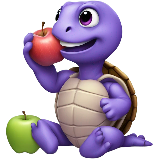 purple turtle eating apple emoji