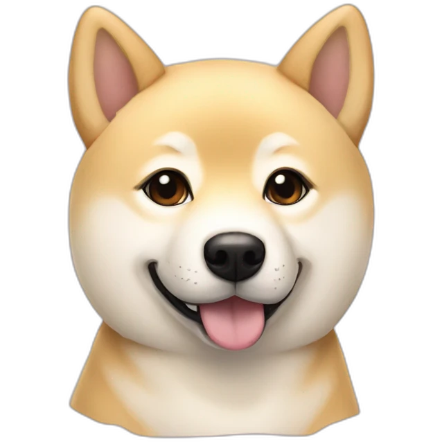 Cream Shiba Inu with silver heart name tag and blonde eyelashes emoji
