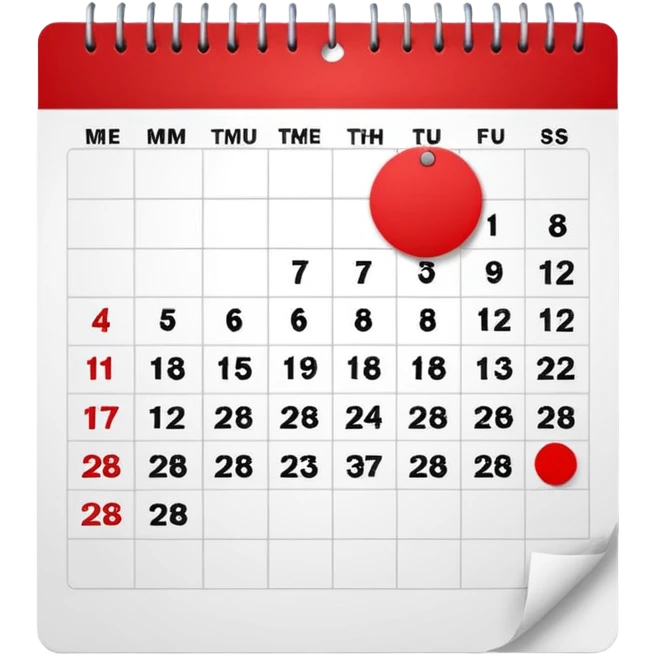 Wall calendar with red circled date emoji