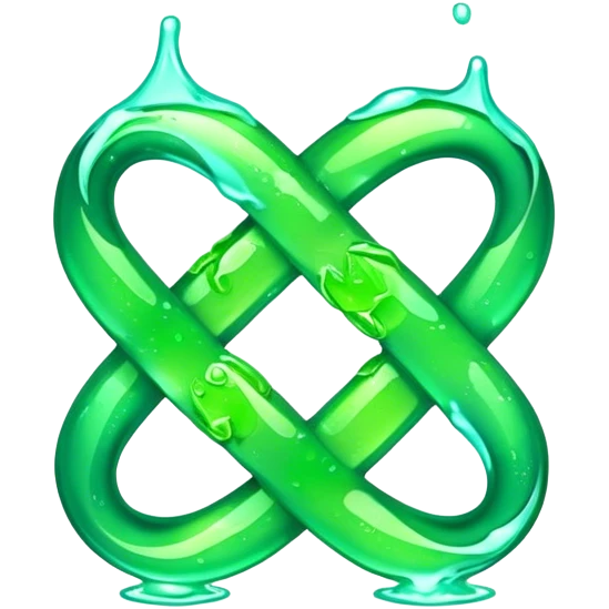 an emerald money green infinity sign emoji with turquoise lime juice streaks emoji