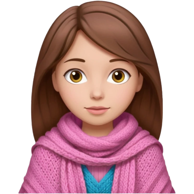 A girl with brown hair wearing a pink shawl emoji