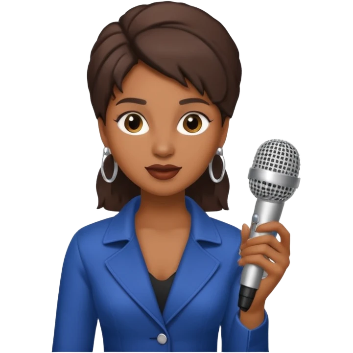 brown skin woman, singer, hold micro emoji