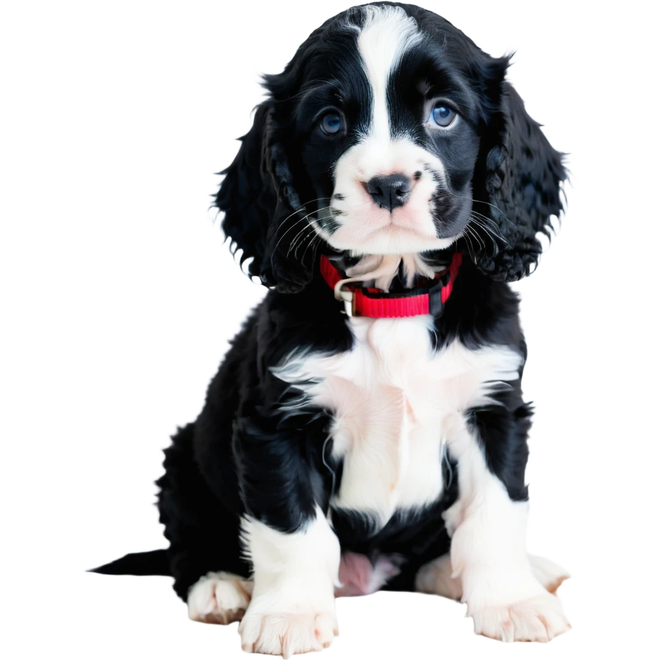 black and white Russian Cocker Spaniel puppy emoji