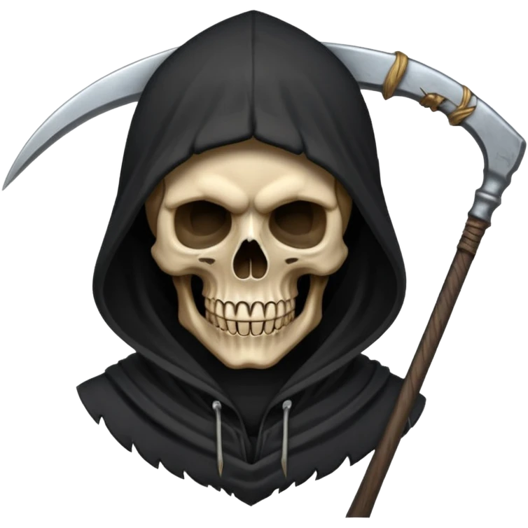 zoomed black hood skull big scythe emoji