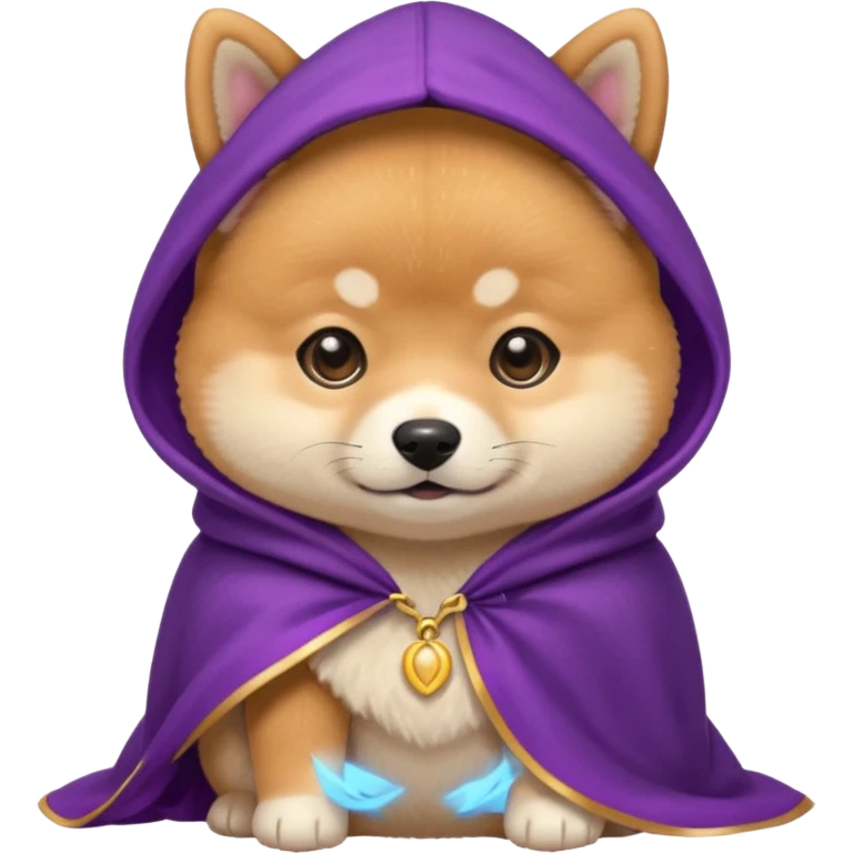 baby shiba dog, in magic purple cloak emoji