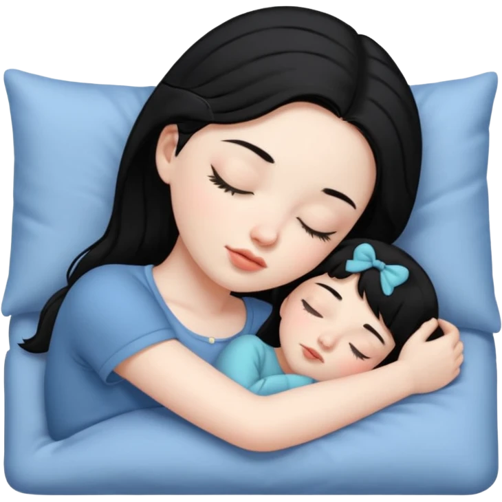 Sleeping black haired girl no baby emoji