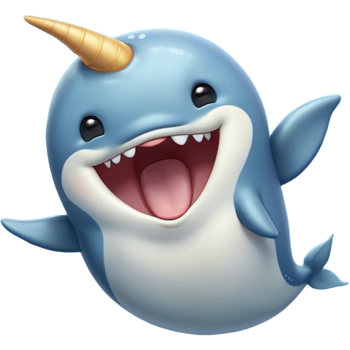 Cinematic Cute Yawning Cute Narwhal Portrait Emoji, Head tilted slightly with a dramatic, wide-open yawn, showcasing a streamlined, elegant body with a gracefully curling tusk and sleepy, half-closed eyes, Simplified yet irresistibly adorable features, highly detailed, glowing with a soft, cozy oceanic glow, high shine, relaxed yet expressive, stylized with a hint of whimsical marine ease, soft glowing outline, capturing the essence of a drowsy yet affectionate cute narwhal that appears ready to stretch and yawn its way out of the screen! emoji