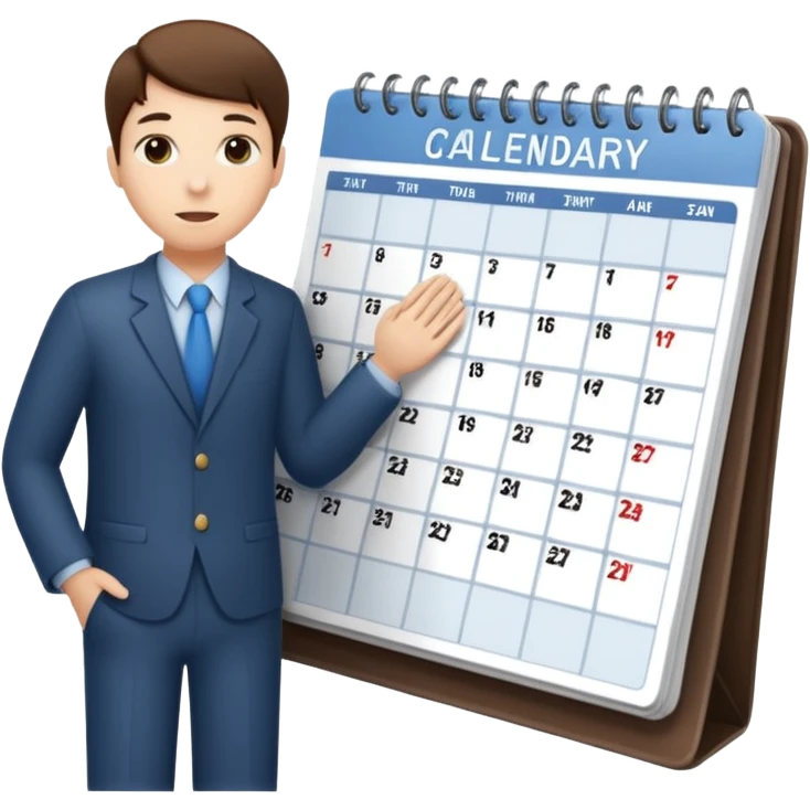  A person standing behind a large calendar or planner, representing scheduling or appointment management. emoji