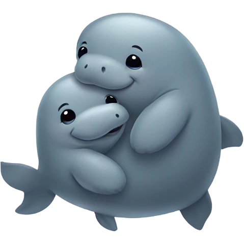 friendly animals - a chick hugging a manatee emoji
