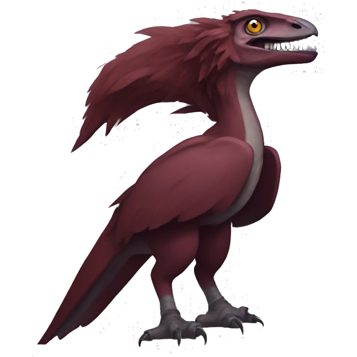 Cool edgy Maroon raptor with darker mane emoji