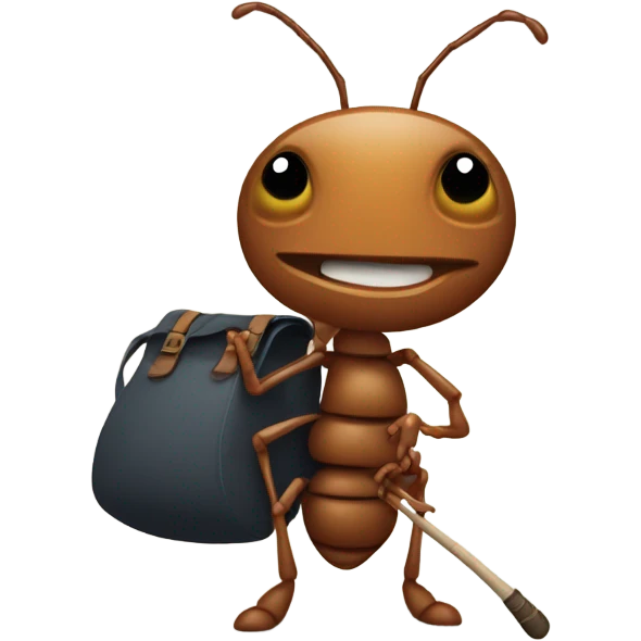 ant running away from home with a stick bag emoji