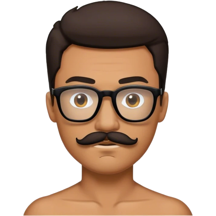 edgy brunette tan man with black glasses and a mustache and tan  emoji