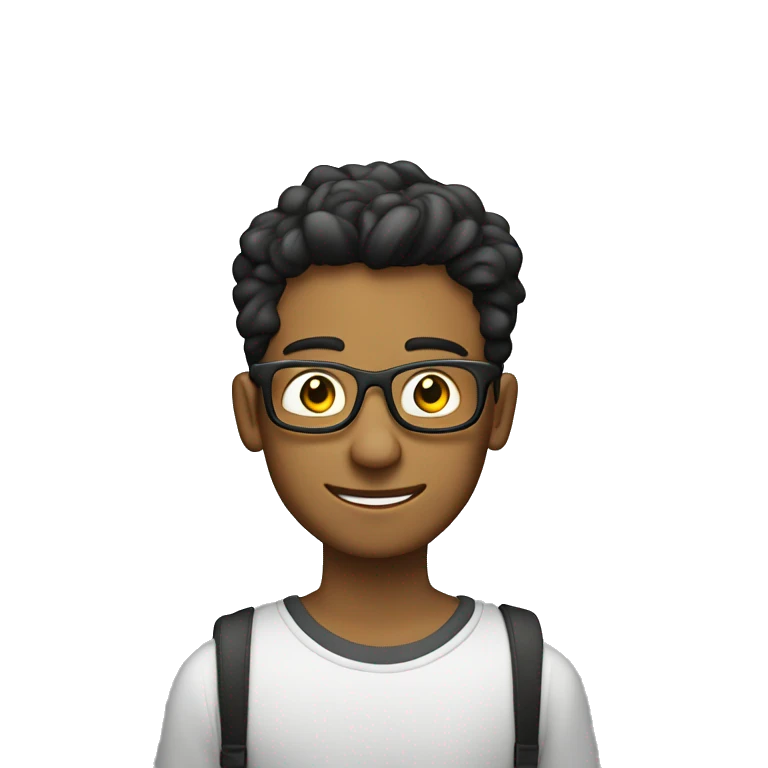 joven de 20 años programador con lentes emoji