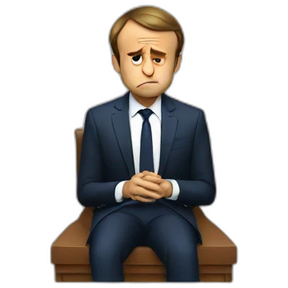 Emmanuel macron sad crying full body sitting emoji