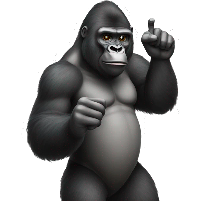 Gorilla with hi sign in hand emoji
