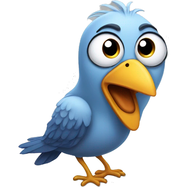 bird with goofy face emoji