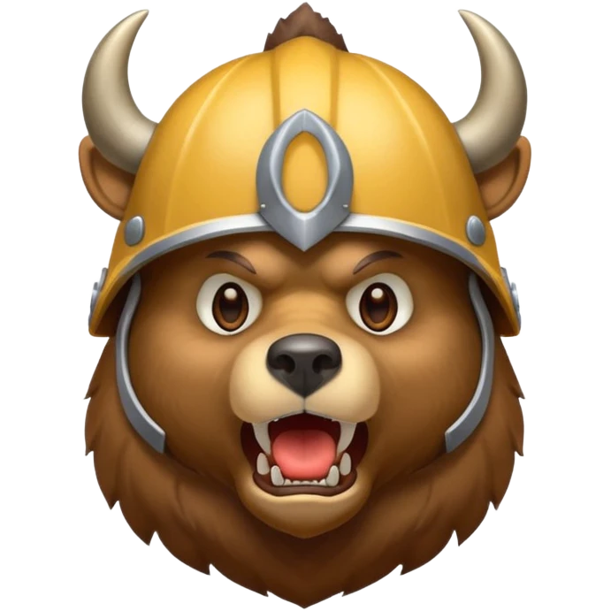 Bear wearing horned helmet growling emoji