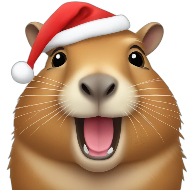Capybara with christmas hat emoji