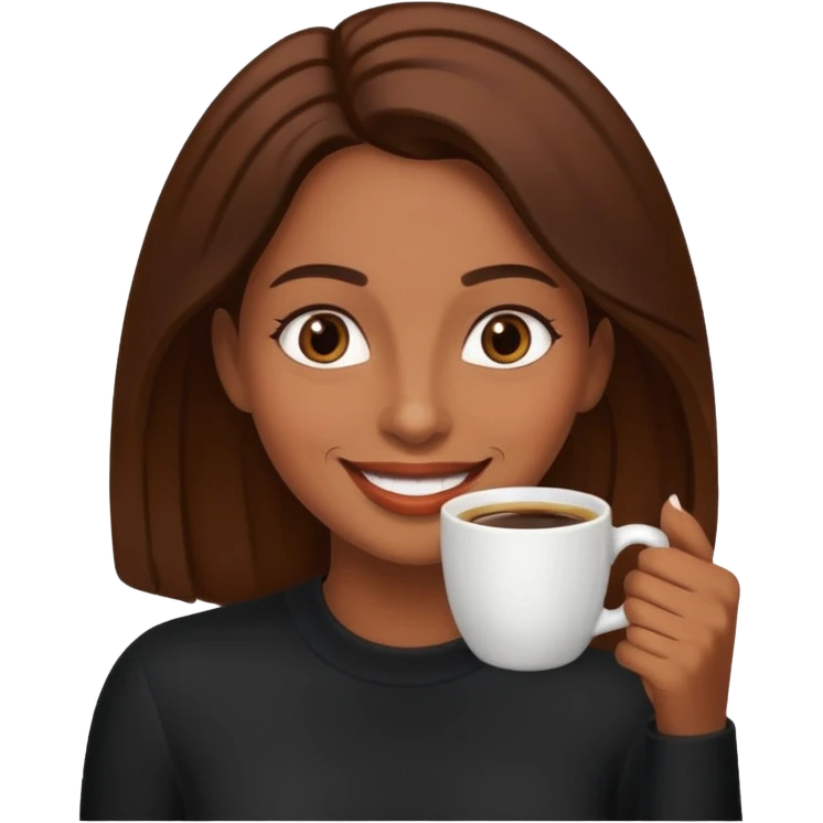 Mulher morena tomando café  emoji