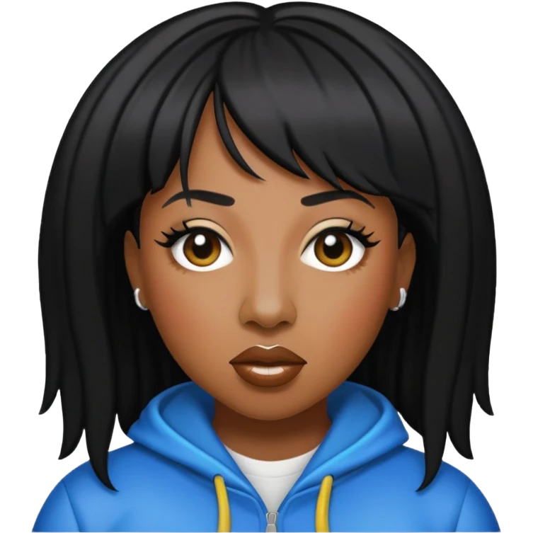 Missy Elliott with black hair emoji