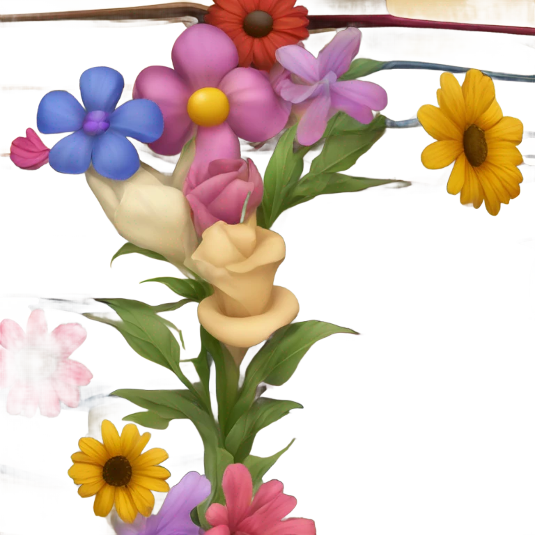 Beige stack of books with flowers emoji