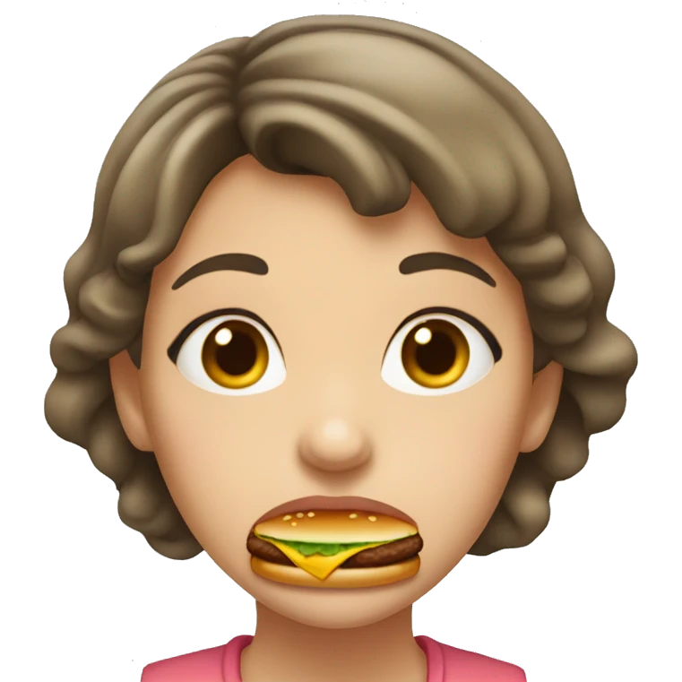 girl eating a lot of hamburgers emoji