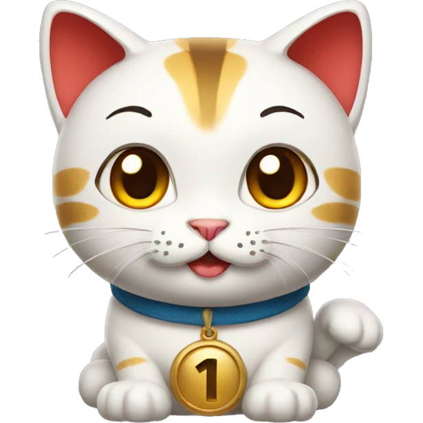 lucky cat with the number thirteen emoji